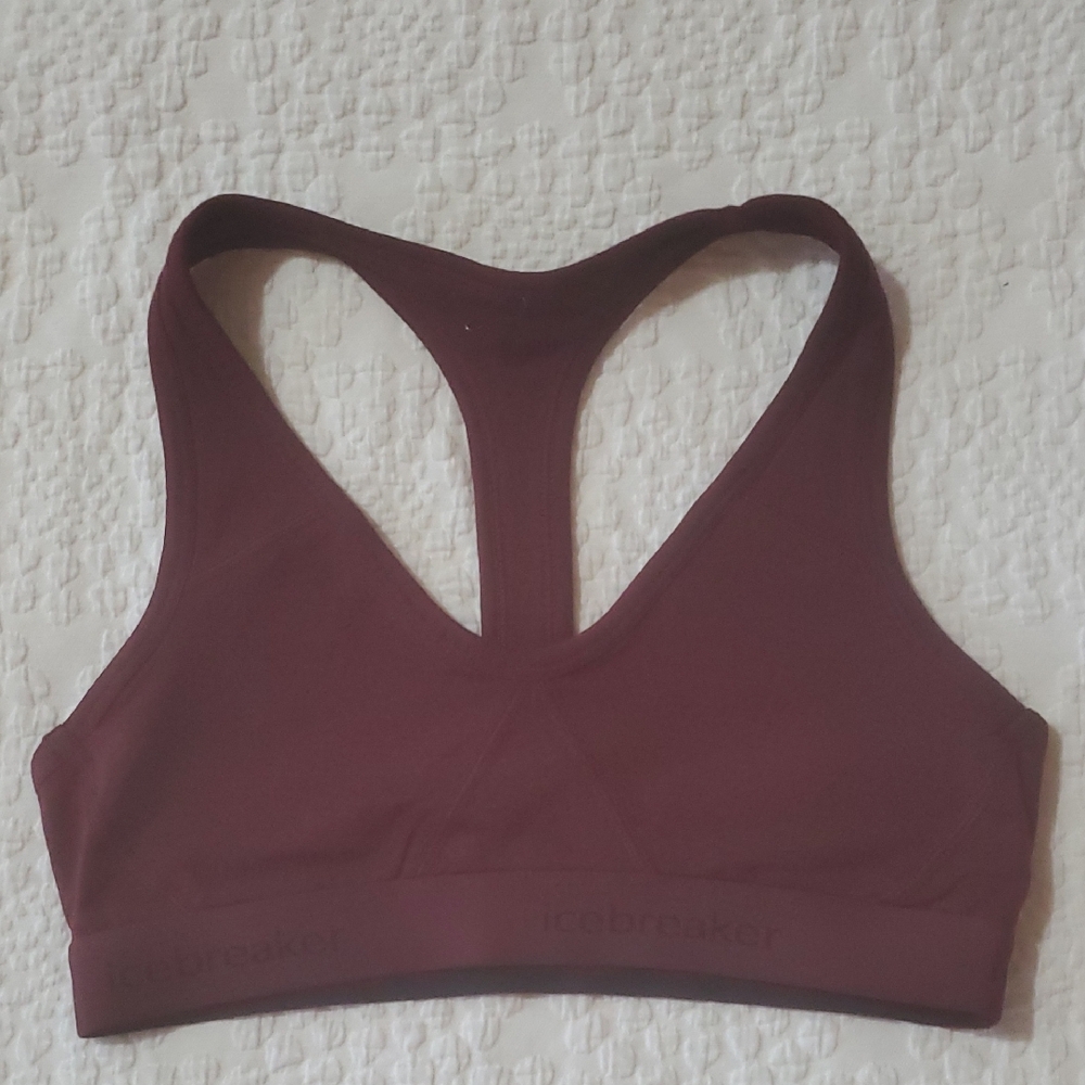 ICEBREAKER SPRITE WOOL BLEND RACERBACK SPORTS BRA / REDWOOD/ SIZES:SMALL/ MEDIUM - Picture 3 of 4
